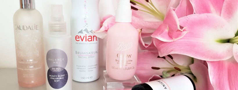 Five facial mists with pink lilies